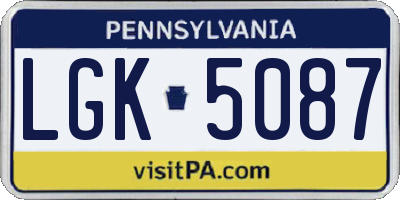 PA license plate LGK5087