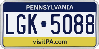 PA license plate LGK5088