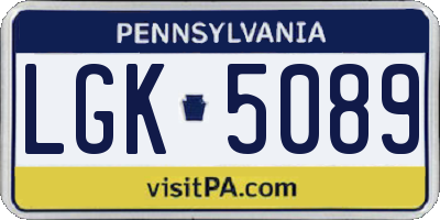 PA license plate LGK5089