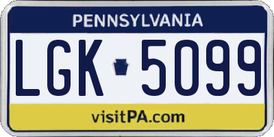 PA license plate LGK5099
