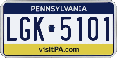 PA license plate LGK5101