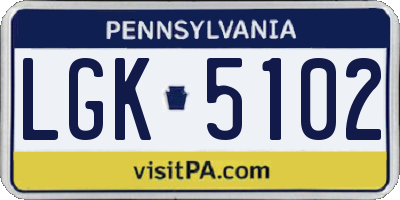 PA license plate LGK5102