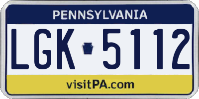PA license plate LGK5112