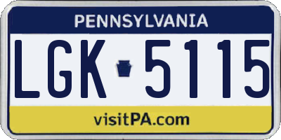 PA license plate LGK5115