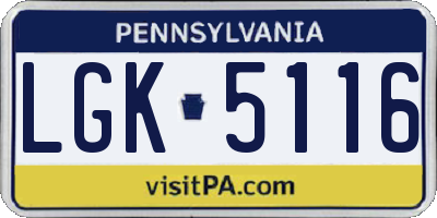 PA license plate LGK5116