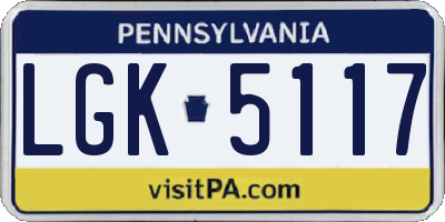 PA license plate LGK5117