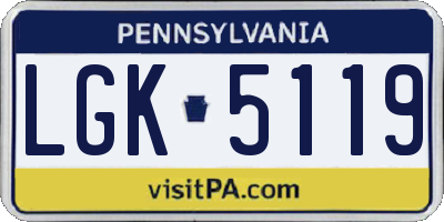 PA license plate LGK5119