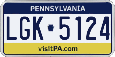 PA license plate LGK5124