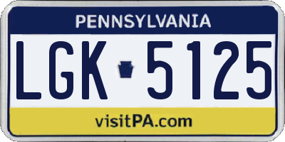 PA license plate LGK5125