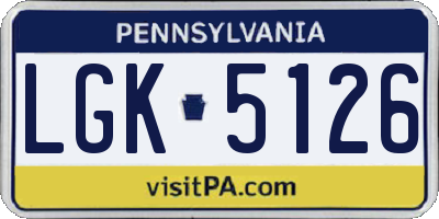 PA license plate LGK5126