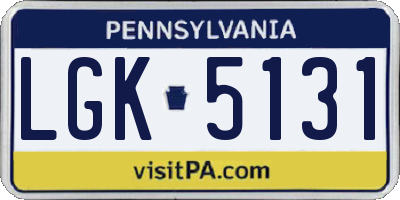 PA license plate LGK5131
