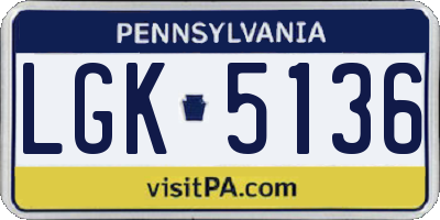 PA license plate LGK5136