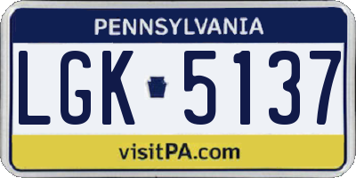 PA license plate LGK5137