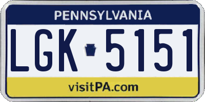 PA license plate LGK5151