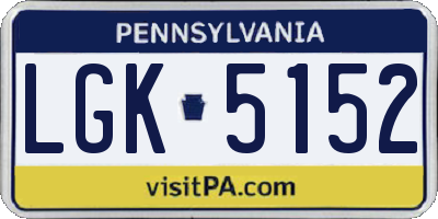 PA license plate LGK5152