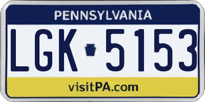 PA license plate LGK5153