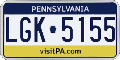 PA license plate LGK5155
