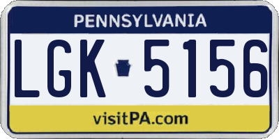 PA license plate LGK5156