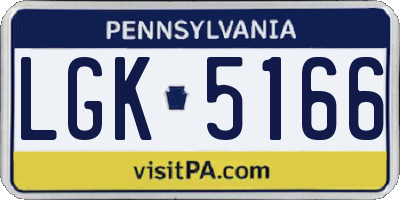 PA license plate LGK5166