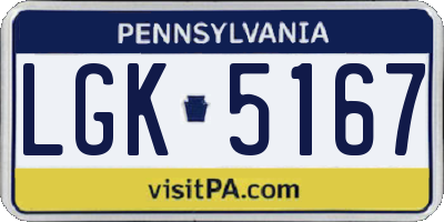 PA license plate LGK5167