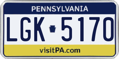 PA license plate LGK5170