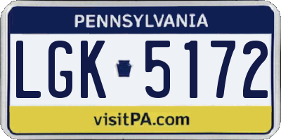 PA license plate LGK5172