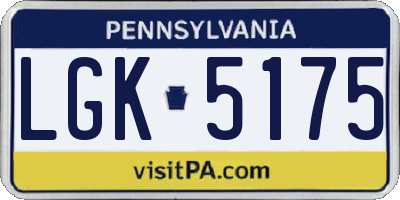 PA license plate LGK5175