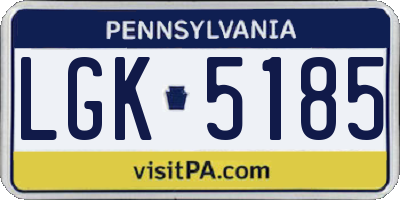 PA license plate LGK5185