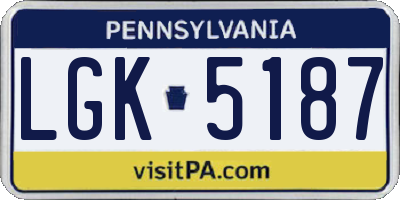 PA license plate LGK5187