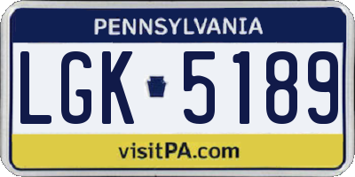 PA license plate LGK5189