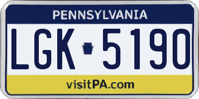 PA license plate LGK5190