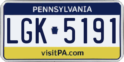 PA license plate LGK5191