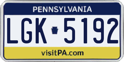 PA license plate LGK5192