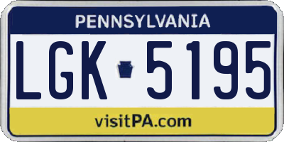 PA license plate LGK5195