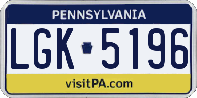 PA license plate LGK5196