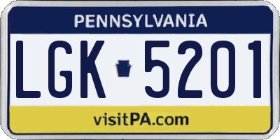 PA license plate LGK5201