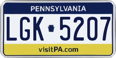 PA license plate LGK5207