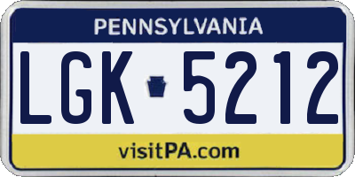 PA license plate LGK5212