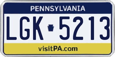 PA license plate LGK5213