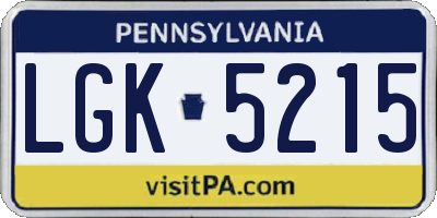 PA license plate LGK5215