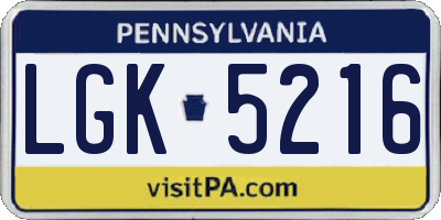 PA license plate LGK5216