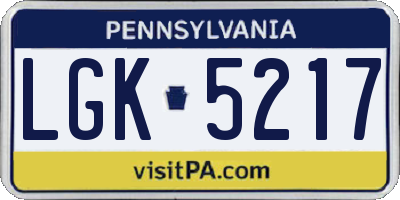 PA license plate LGK5217