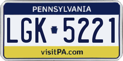 PA license plate LGK5221