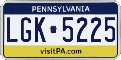 PA license plate LGK5225