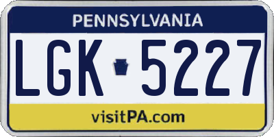 PA license plate LGK5227