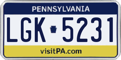 PA license plate LGK5231
