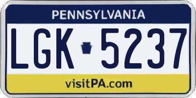 PA license plate LGK5237