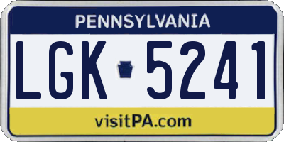 PA license plate LGK5241