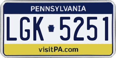 PA license plate LGK5251
