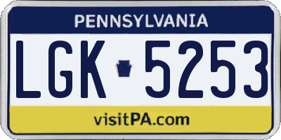 PA license plate LGK5253